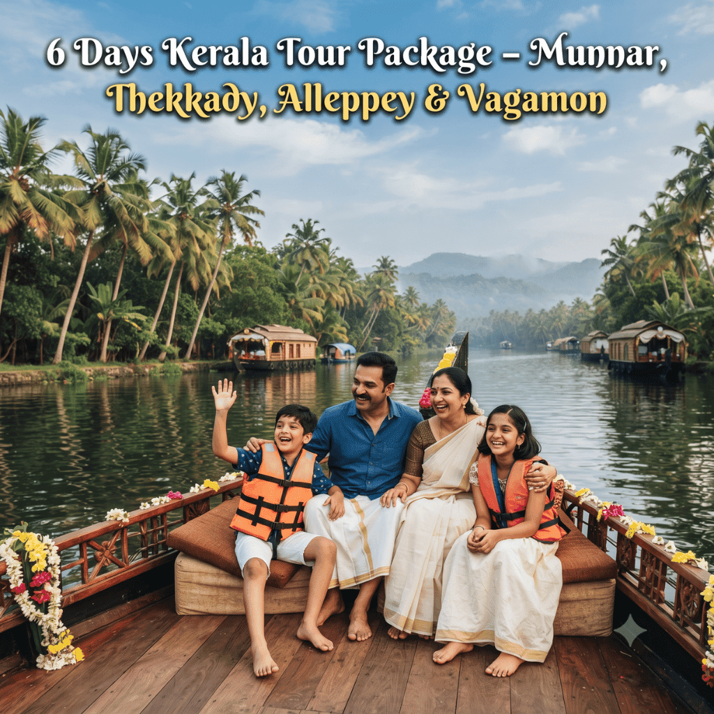 6 Days Kerala Tour Package – Munnar, Thekkady, Alleppey & Vagamon